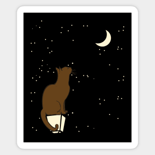 Cat Looking At Moon Sticker